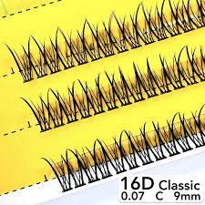 Вії Nesura Eyelash Classic 16D, 0.07, вигин С, 9мм, вії ластівки W